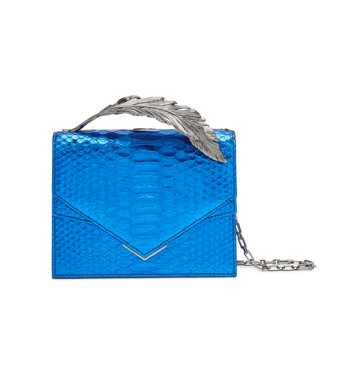 Metallic Blue Python Alina Clutch